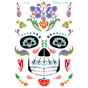 Tatuaje Temporal Catrina Calavera Día de Muertos Halloween Estampas