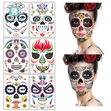 Cargar imagen en el visor de la galería, Tatuaje Temporal Catrina Calavera Día de Muertos Halloween Estampas
