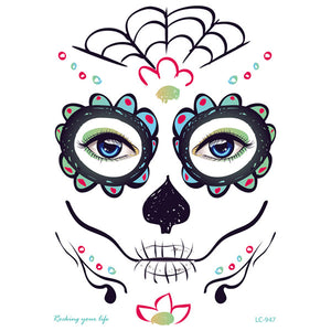 Tatuaje Temporal Catrina Calavera Día de Muertos Halloween Estampas