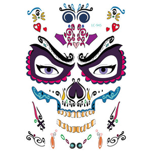 Tatuaje Temporal Catrina Calavera Día de Muertos Halloween Estampas