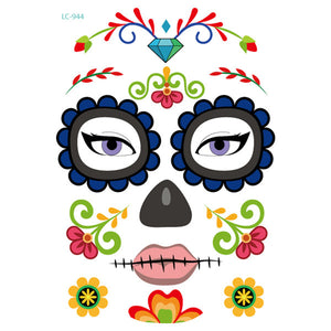 Tatuaje Temporal Catrina Calavera Día de Muertos Halloween Estampas