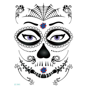 Tatuaje Temporal Catrina Calavera Día de Muertos Halloween Estampas